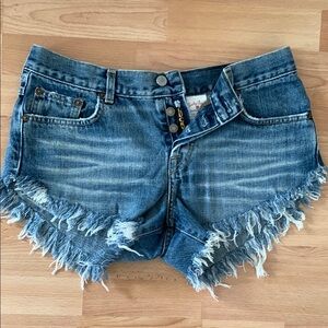 Lucky Brand Blue Jean Shorts Distressed Frayed Hem